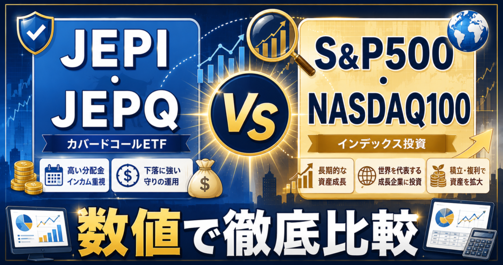 JEPI・JEPQ vs S&P500・NASDAQ100 数値で徹底比較