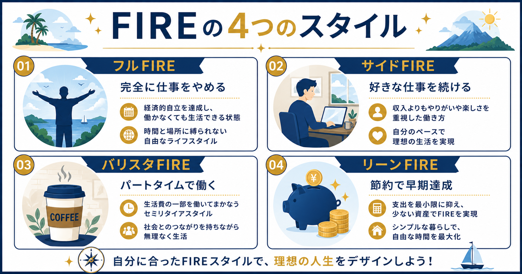 FIREの4つのスタイル比較図