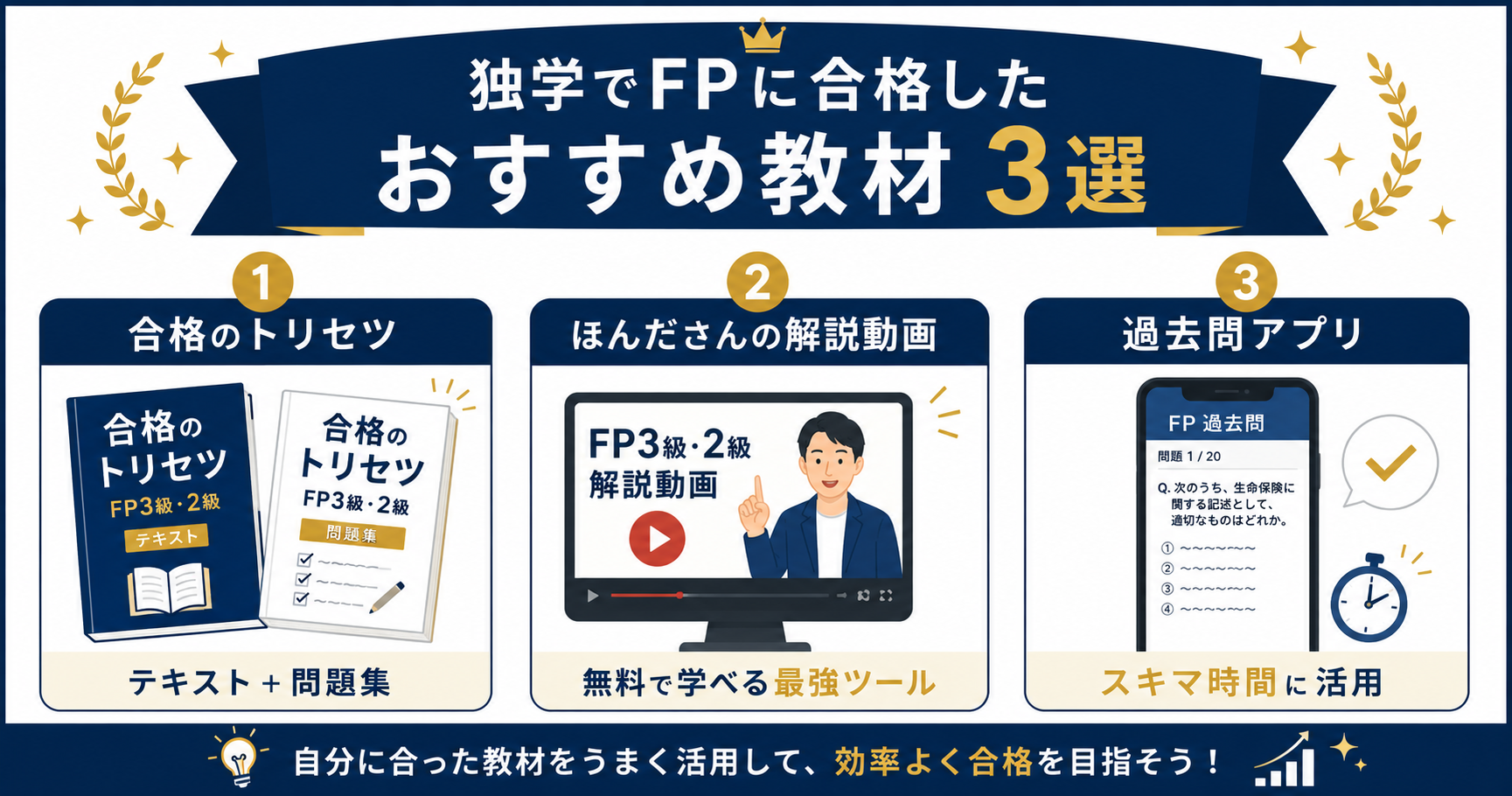 独学でFPに合格したおすすめ教材3選