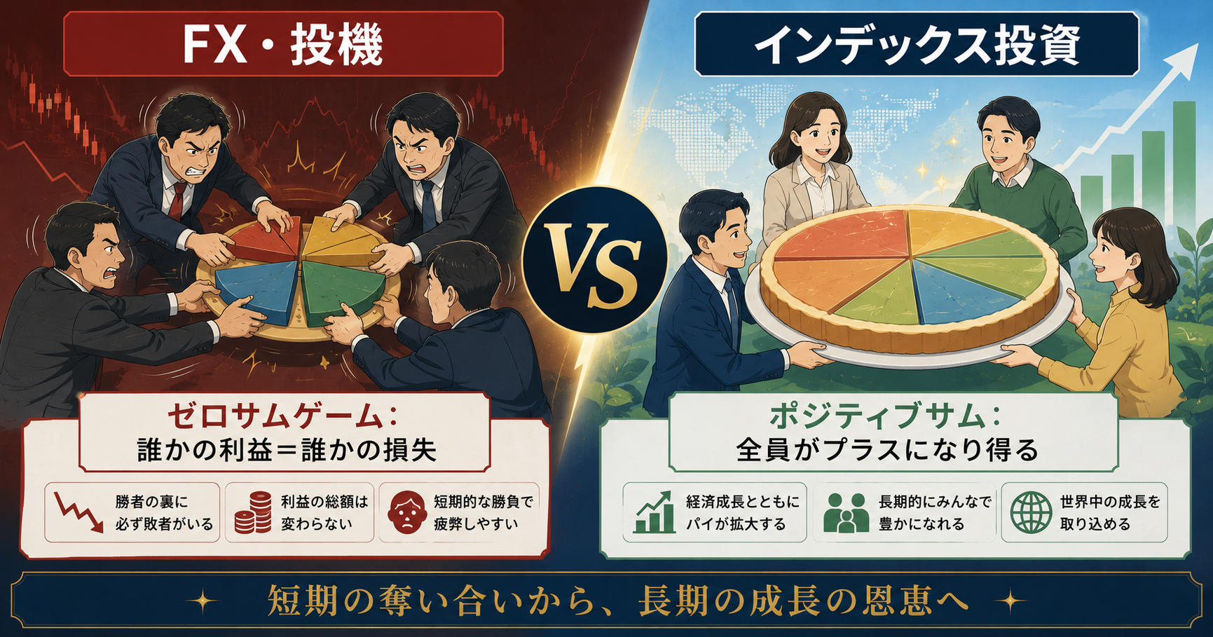 FXはゼロサムゲームとインデックス投資の違い
