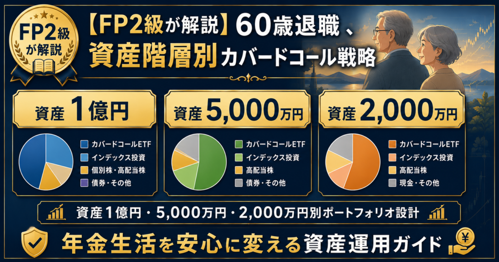 【FP2級が解説】60歳退職・資産階層別カバードコール戦略アイキャッチ