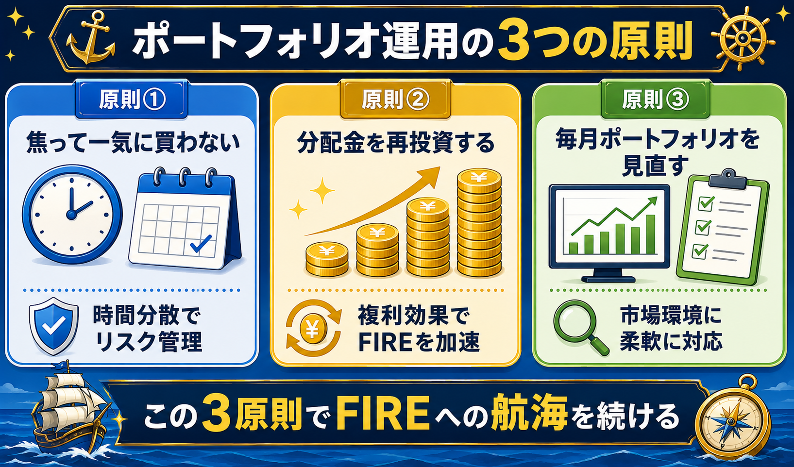 カバードコールETFポートフォリオ運用の3つの原則