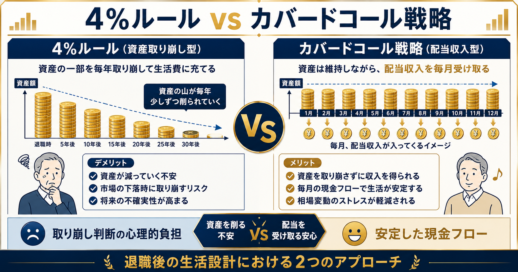 4%ルールvsカバードコール戦略比較図