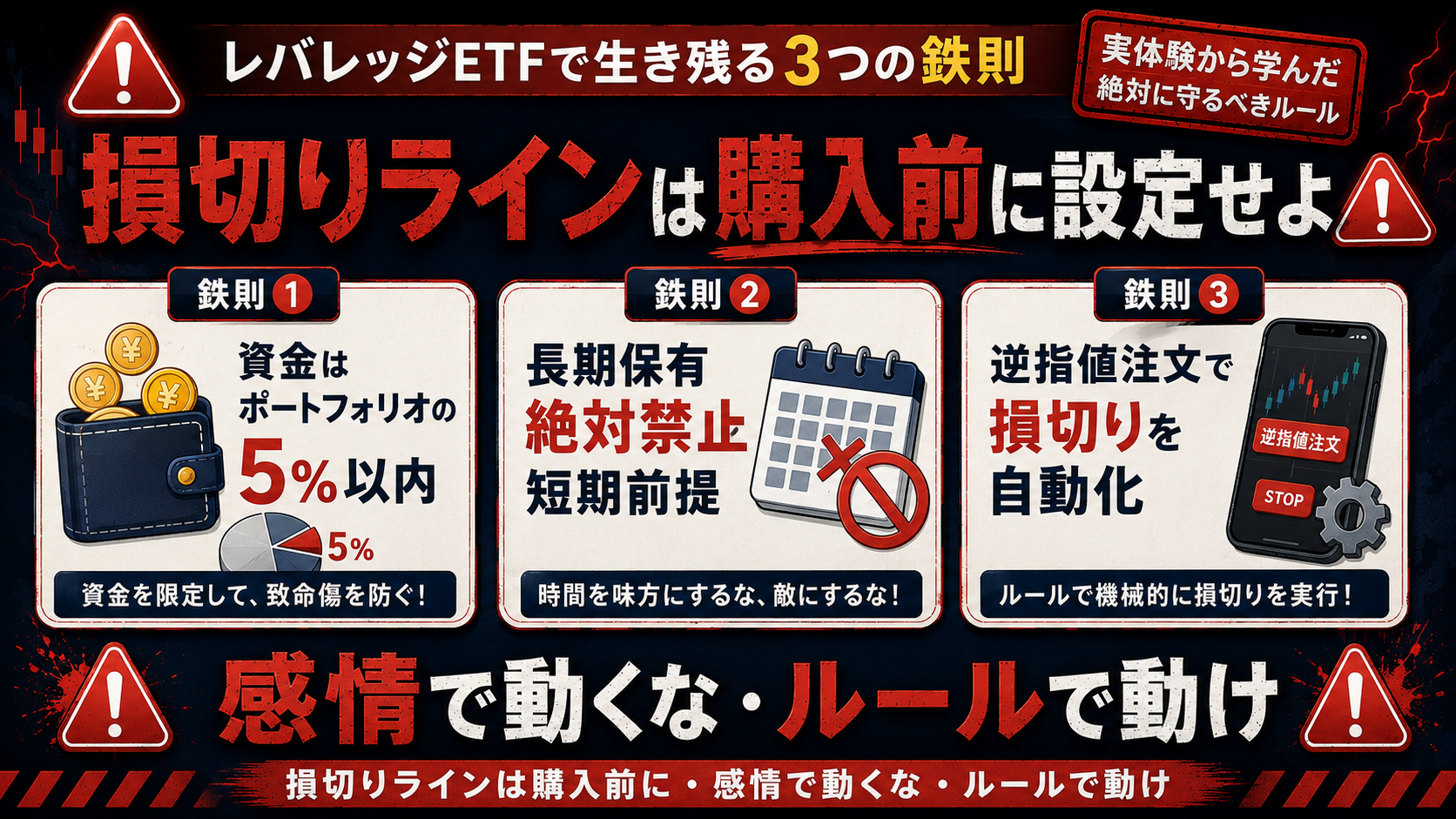レバレッジETFで生き残る3つの鉄則：損切りラインは購入前に設定せよ